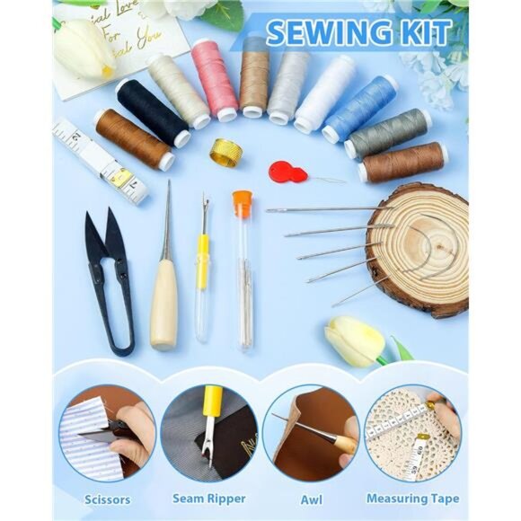 Upholstery Repair Sewing Kit: 47 Pieces Heavy Duty Sewing Kit with Sewing Awl - Picture 6 of 7